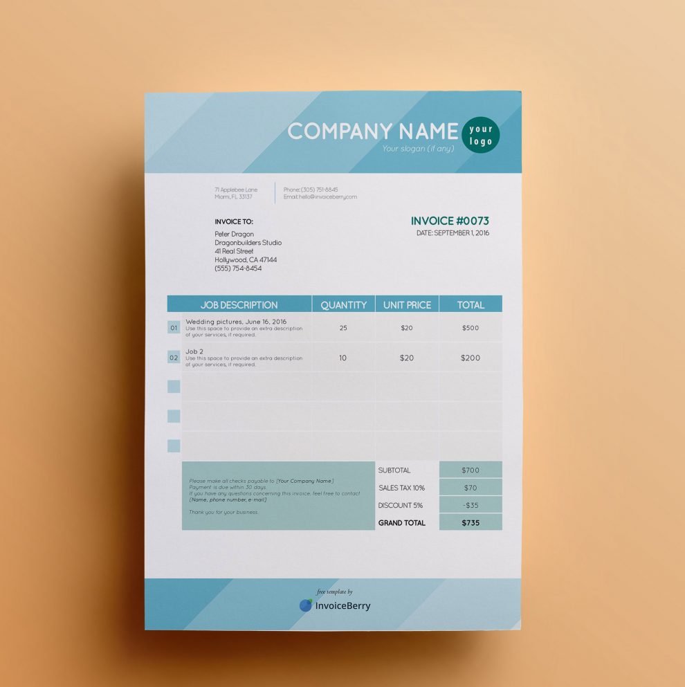 Free Invoice Templates By InvoiceBerry The Grid System